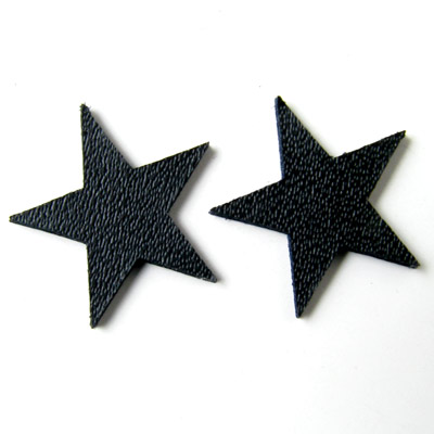 Leather star, black, fully dyed, 17mm, 2pcs.