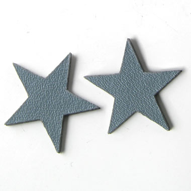 Leather star, grey, fully dyed, 17mm, 2pcs.