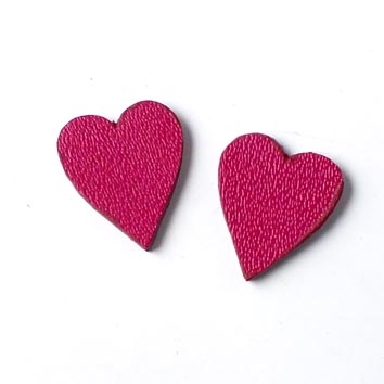 Leather heart, bordeaux, fully dyed, 11x13 mm, 2pcs.