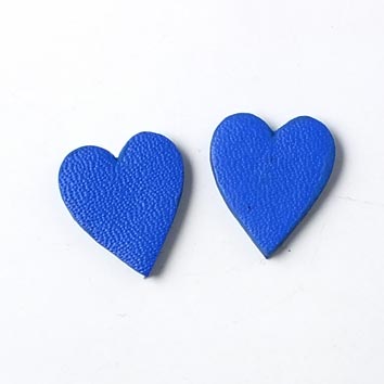 Leather heart, dark blue, fully dyed, 11x13 mm, 2pcs.