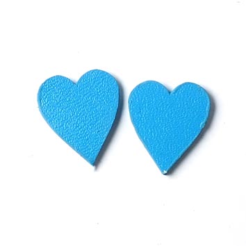 Leather heart, light blue, fully dyed, 11x13 mm, 2pcs.