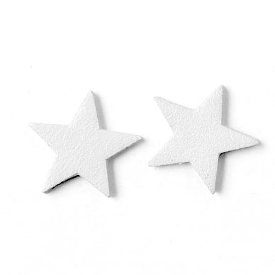 Leather star, white, fully dyed, 14 mm, 2pcs.