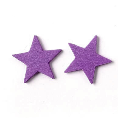 Leather star, small, purple, 14 mm, 2pcs.