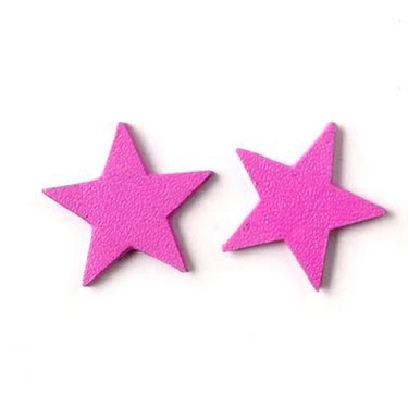 Leather star, neon pink, 14 mm, 2pcs.
