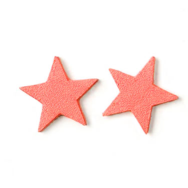 Leather star, salmon, 14 mm, 2pcs.