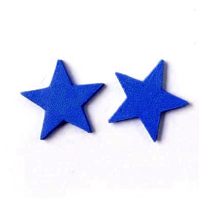 Leather star, small, blue, fully dyed, 14 mm, 2pcs.