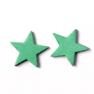 Leather star, blue-green, 14 mm, 2pcs.