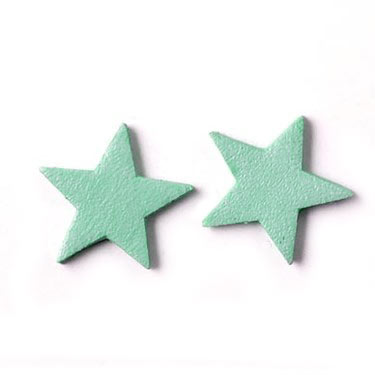 Leather star, mint green, 14 mm, 2pcs.