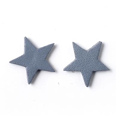 Leather star, grey, fully dyed, 14 mm, 2pcs.
