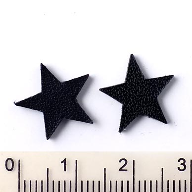 Leather star, small, black, fully dyed, 14 mm, 2pcs.