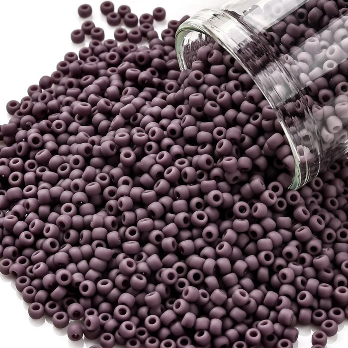 Toho Seed beads, dark lavender, opaque, frosted, #11, 2x1.5mm, 10gr., 1100 pcs