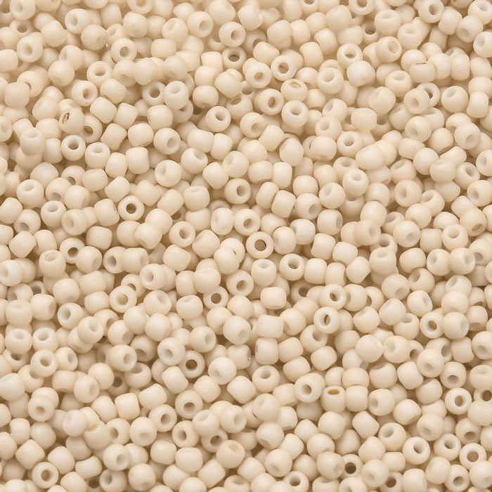 Toho Seed beads, beige, frosted, #11, 2x1.5mm, 10gr., 1100 pcs