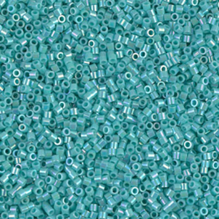 Delica, size #15, turquoise green, rainbow, opaque, 1.1x1.3mm, 5.2g, 1800pcs
