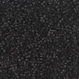 Delica, size #15, matte black, opaque, 1.1x1.7mm, 5.2g, ca. 1800pcs