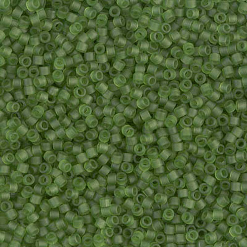 Delica, size #15, green, matte transparent, 1.1x1.3mm, 5.2g, 1800pcs
