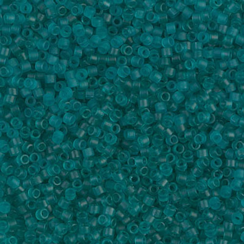 Delica, size #15, dark turquoise green, matte transparent, 1.1x1.3mm, 5.2g, 1800pcs