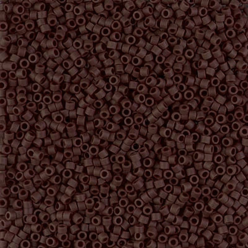 Delica, size #15, matte dark brown, opaque, 1.1x1.7mm, 5.2g, ca. 1800pcs