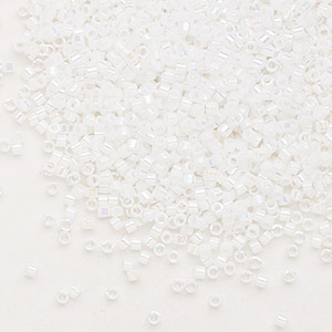 Delica, size #11, white glass bead, alternating, 1,1x1,7mm
