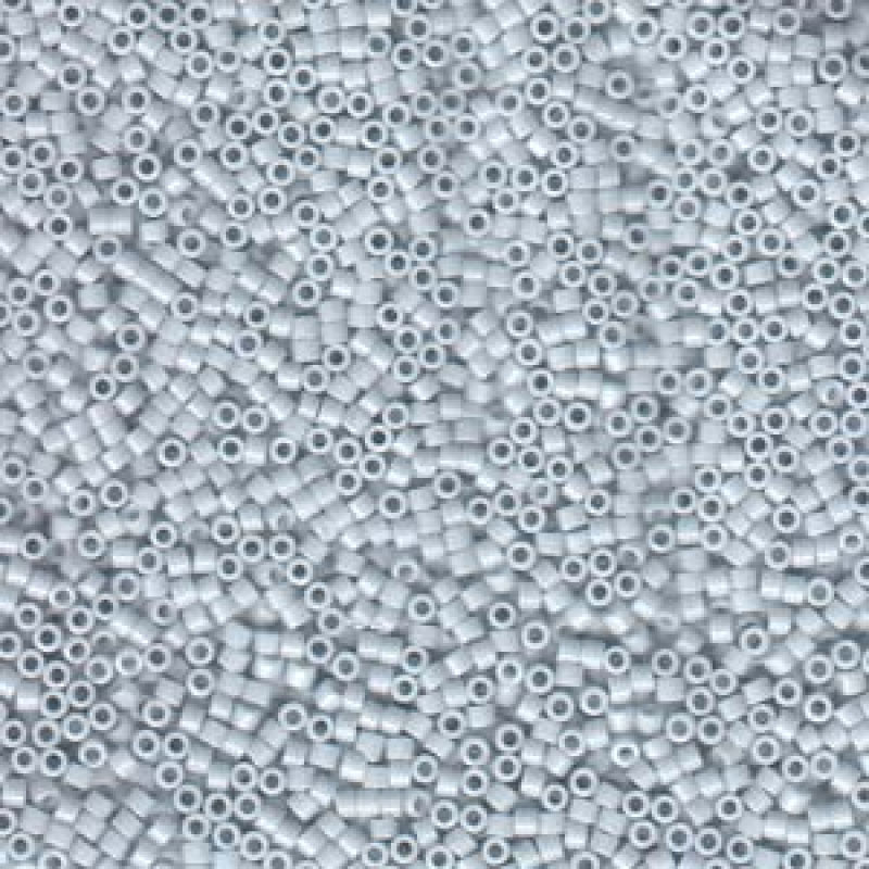 Delica, size #11, opaque luster, light grey, glass bead, 1.1x1.7mm, 5.2 grams