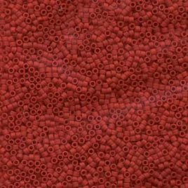 Delica, size #11, Semi dark, red, frosted, opaque 1,1x1,7mm, 5,2 gr.
