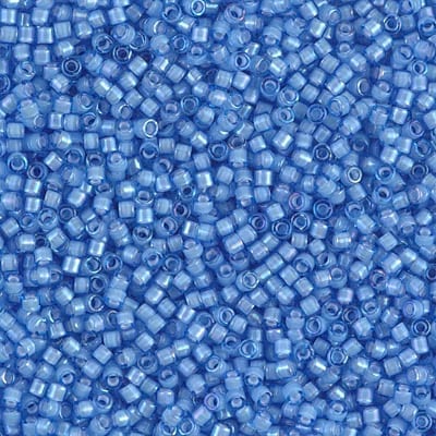 Delica, size #11, Sapphire blue, glass bead, opaque, with white edge, 1,1x1,7mm