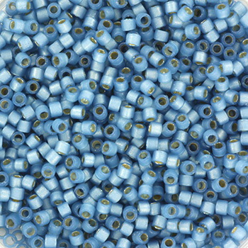 Delica, size #11, luster light blue, silver-lined, opaque, 1.1x1.7mm, 5.2g