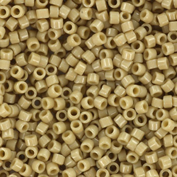 Delica, size #11, light tan glass bead, shiny, opaque, 1,1x1,7mm, 5,2 grams