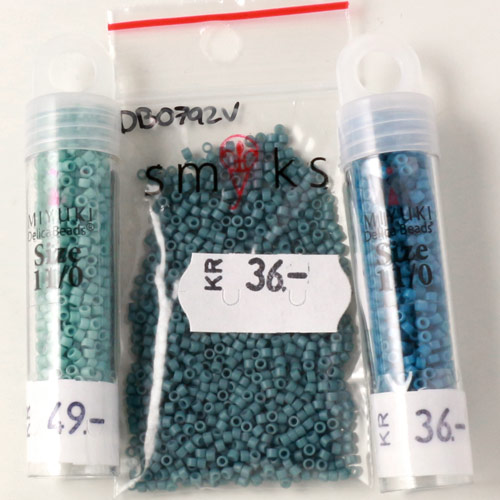 Delica, size #11, turquoise, glass bead, matte, opaque, 1.1x1.7mm, 5.2g.