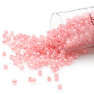 Delica, size #11, Rose Pink, color-lined, 1.1x1.7mm, 5.2 grams.