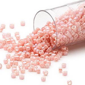 Delica, size #11, opaque peach luster, 1.1x1.7mm, 5.2 g, ca. 1000 beads