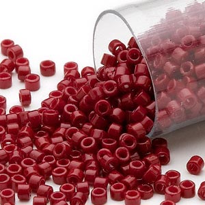 Delica, size #11, shiny, cranberry red, opaque 1.1x1.7mm, 5.2 g
