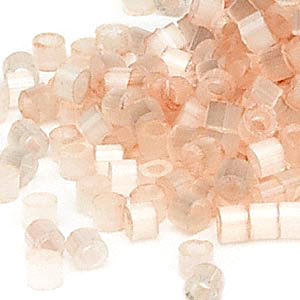 Delica, size #11, peach glass bead, silk effect, 1.1x1.7mm, 5.2g