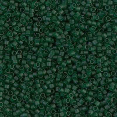 Delica, size #11, dark green, matte, transparent, 1.1x1.7mm, 5.2g.