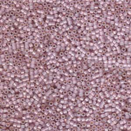Delica, size #11, pale rose, silver lined, opaque, 1.1x1.7mm, 5.2g, 1000pcs