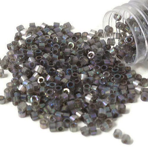 Delica, size #11, iridescent gray, glass bead, silk effect, 1.1x1.7mm