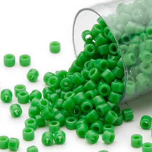 Delica, size #15, pea green, opaque, glass bead, 1.1x1.3mm, 5.2g, 1800pcs