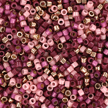 Delica seed beads, Mix122, mystic mauve, 4-color mix, size #11, 5.2 grams