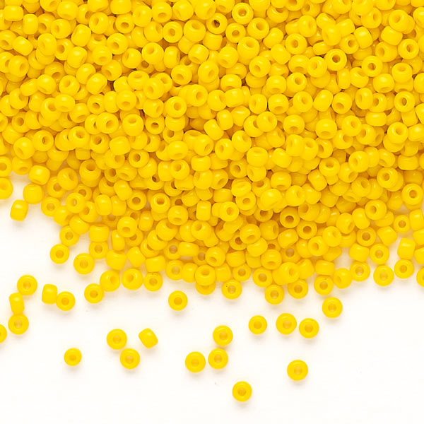 Matsuno seed bead #11, dark yellow, opaque, 2x1.6mm, 40gr, ca. 4100pcs, 