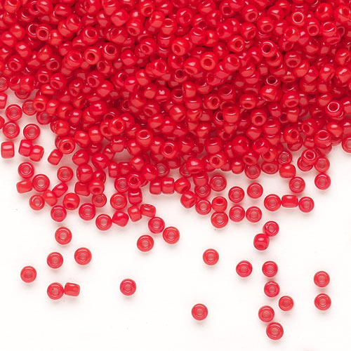 Matsuno seed bead #11, red, opaque, 2x1.6mm, 40gr, ca. 4100 pcs, 