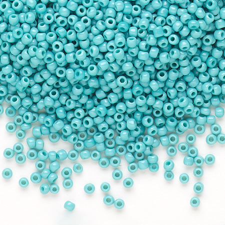 Matsuno seed bead #11, turquoise, opaque, 2x1.6mm, 40gr, ca. 4100pcs, 