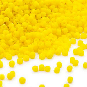 Matsuno seed bead #11, mattiert, gelb, opaque, 2x1.6mm, 10gr, ca. 1200pcs, 
