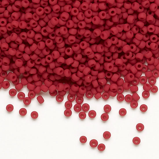 Matsuno seed bead #11, mattiert, dark red, opaque, 2x1.6mm, 40gr, ca. 4100 pcs, 