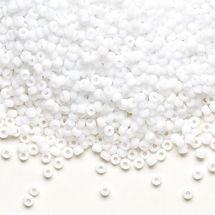Matsuno seed bead #11, white, opaque, 2x1.6mm, 40gr, ca. 4100pcs, 