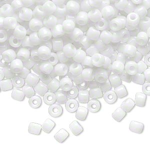 Glass bead, Matsuno seed bead (6/0), opaque, white, 4x3mm, 680pcs, 40gr