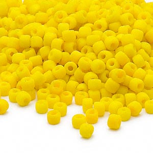 Matsuno seed bead (6/0), opaque, matte, yellow, 680pcs, 40gr