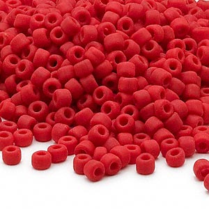 Matsuno seed bead (6/0), opaque, matte, red, 680pcs, 40gr.