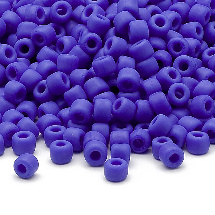 Matsuno seed bead (6/0), opaque, matte medium blue, 680pcs, 40gr.
