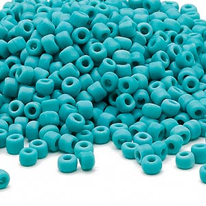 Matsuno seed bead (6/0), opaque matte turquoise blue, ca. 680pcs, 40gr.