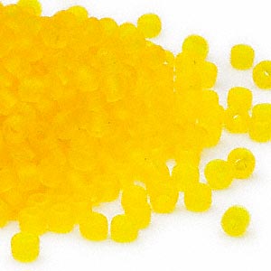 Matsuno seed bead (6/0), transparent, matte, yellow, 680pcs, 40gr