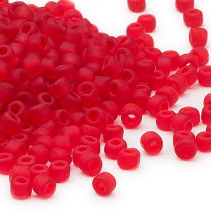 Matsuno seed bead (6/0), transparent, matte, red, 680pcs, 40gr.